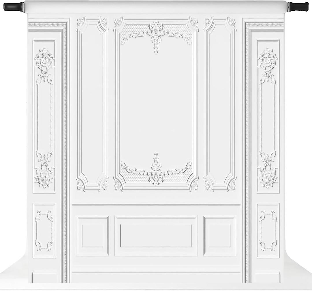 Kate Elegant White Wall Photography Backdrop Classic Interior Style Design Background for Professional Portraits Photo Studio Props 8x8ft