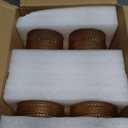 Vintage Hobnail Drinking Glasses Set, Glassware Drinking Set of 8, 12 oz & 10 oz Highball Glasses, Tumbler Glass for Cocktails, Whiskey, Juice, Milk (Amber)