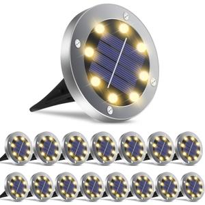 Solar Ground Lights 16Pack, Garden Solar Outdoor Waterproof Pathway Bright In-Ground Lights Outdoor Lighting Decor for Lawn, Patio, Yard, Driveway,Walkway Warm Light