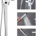 Waterfall Free Standing Tub Faucet, Floor Mount Bathroom Tub Filler Freestanding Bathtub Shower Faucets with Handheld Sprayer, Chrome
