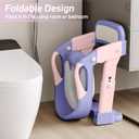 Snugzy Toddler Potty Training Seat 3-in-1 Foldable Potty Training Toilet with Step Stool Adjustable Potty Chair with Urinals (Pink Purple)