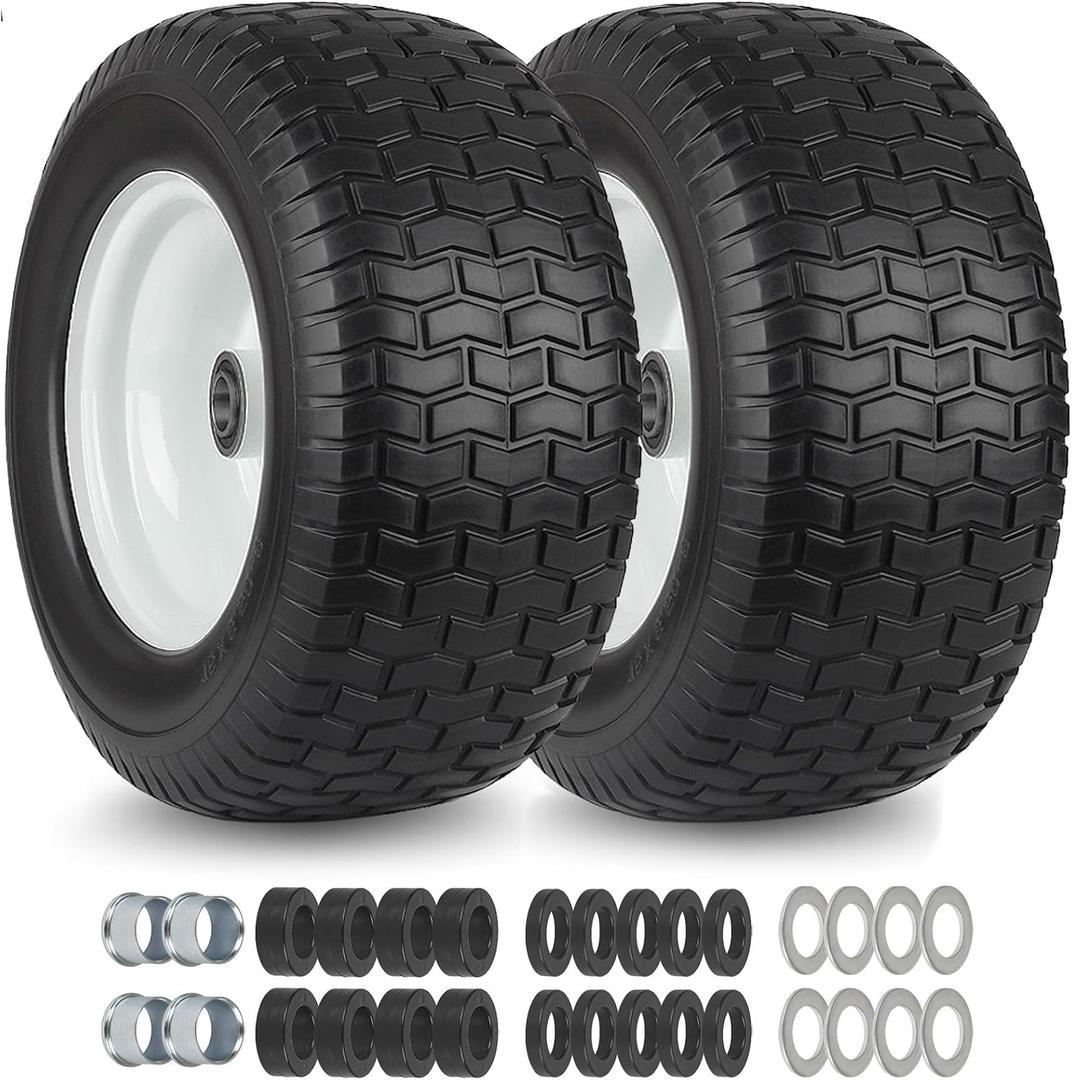 16x6.50-8 Flat Free Tire and Wheel Assembly for Riding Lawn Mower