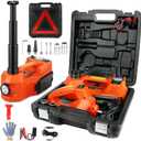 Electric Car Jack, 5 Ton Hydraulic Floor Jack with Electric Impact Wrench, Tire Inflator & LED Light, Lift Range 6.1-17.7 Inch, Emergency Roadside Tire Changing Kit for SUV Sedan Truck