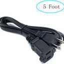 Black Extension Cord, 2 Prong Short Indoor Small Power Cable Male to Female, 18 AWG US Outlet Two Prong, NEMA 5-15P to NEMA 5-15R, 5 FT
