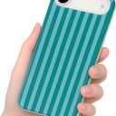 Compatible with iPhone 17 Air Case, with Aesthetics Striped Design Case for Women Girl, Cute Fashion Simple Soft TPU Slim Protection Phone Case for iPhone 17 Air 6.5' - Dark Green & Blue