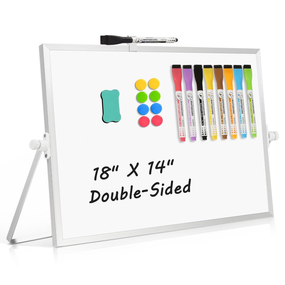 AMUSIGHT Double-Sided Magnetic White Board with Stand, 18" x 14"