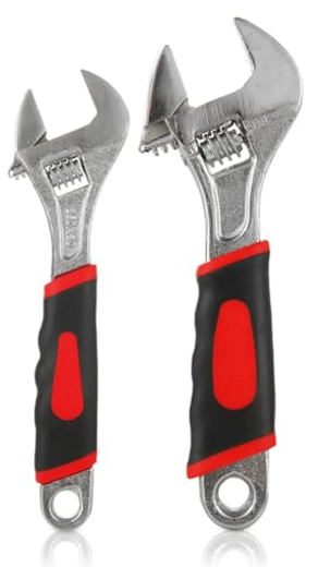 2 Pcs Adjustable Wrench Set, 12/10/8/6 Inch, Crescent Soft Grip Non-Slip Wrench with Laser Etched SAE Graduations for Home, Garage, Workshop and DIY