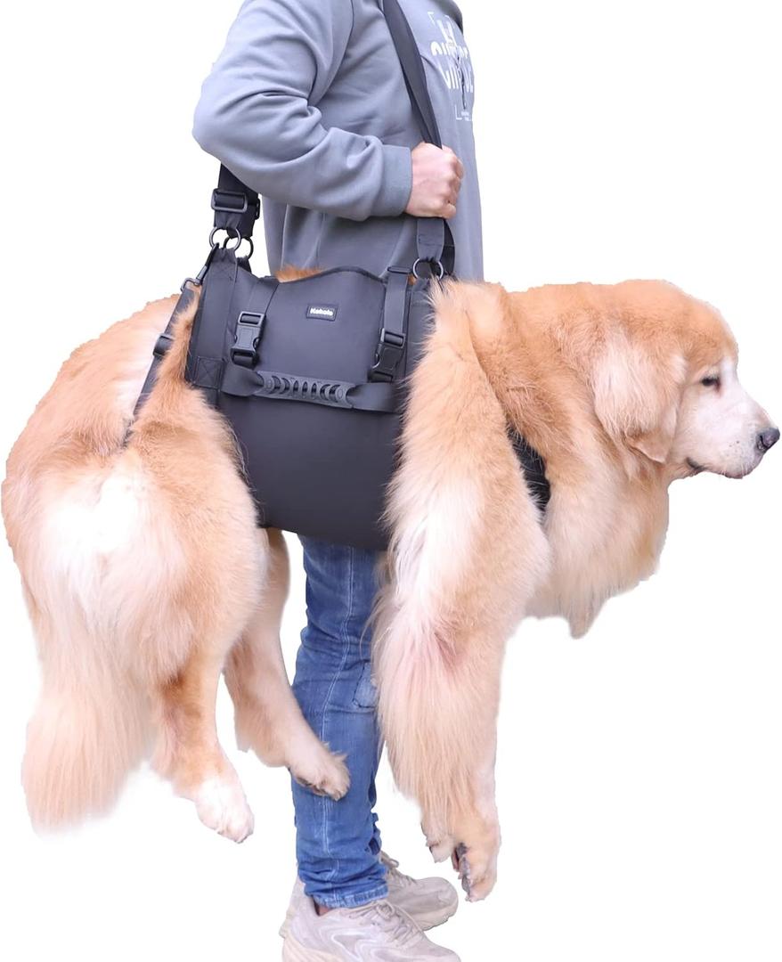 Dog Carry Sling, Emergency Backpack Pet Legs Support & Rehabilitation Dog Lift Harness for Large Dogs, Dog Carrier for Senior Dogs Joint Injuries, Arthritis, Up and Down Stairs (Black, XL)