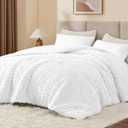 BEDELITE Fluffy Queen Comforter Set - Bright White Fleece Soft Comforter for Queen Size Bed, Luxury Warm Bedding Set for Winter, Fuzzy Bed Set 3 Pieces (1 Comforter, 2 Pillowcases)