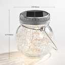 Cooo 2 Pack Crackle Glass Solar Lantern with 30 LED Firefly Lights Waterproof Outdoor Hanging Lamp 215% Larger Solar Panel, Anti-Rust Lids Decorative Lighting for Garden Patio Table