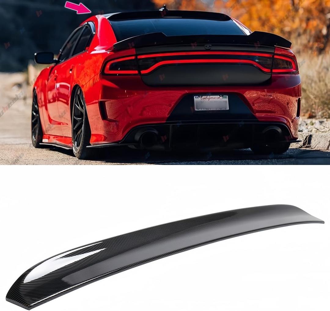 Rear Window Rooftop Spoiler Compatible with 2015-2023 Dodge Charger All Model, Duckbill Style Wing Fit for GT Pursuit R/T SRT SRT8 SXT Scat Pack SE Enforcer Daytona (Carbon Fiber Pattern)