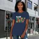 Black History Month Shirts for Women Africa American Tshirts Black Pride Tee Tops (Blue, XL)