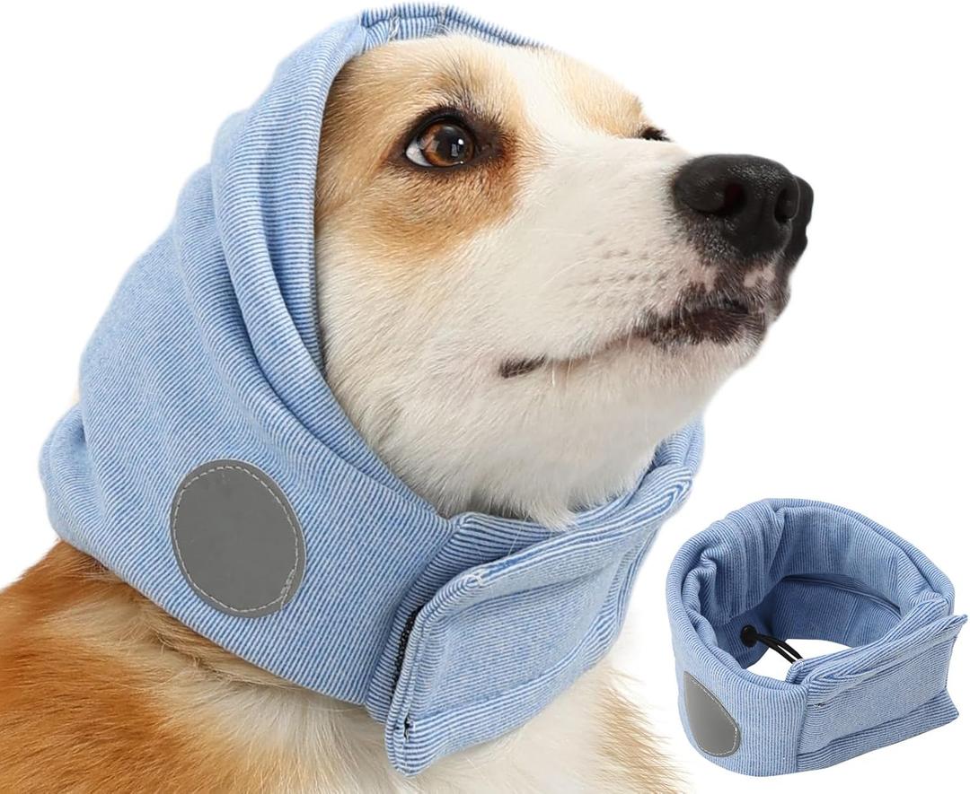 Dog Ear Muffs Dog Head Ear Warp Noise Protection (M-Head Circle(13.7"~18.9"), Blue)