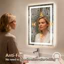 Niccy 32" x 20" LED Bathroom Mirror with Lights, Backlit and Front Lit, Lighted Vanity Mirror for Wall with 3 Colors, Anti-Fog, Shatter-Proof, Memory for Bedroom, Horizontal/Vertical