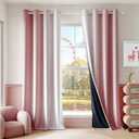 Ombre 100% Blackout Curtains 90 Inch Length 2 Panels for Bedroom Room Pink White Gradient Patterned Room Darkening Thermal Insulated Grommet Window Treatment Drapes,52x90, 2 Set