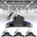 CINOTON UFO LED High Bay Light, 160W/120W/80W Switchable, AC100-277V LED Shop Lights with US Plug, 24000LM Dimmable 0-10V Commercial Bay Lighting for Garage Workshop 5000K Daylight-UL Listed, 4 Pack