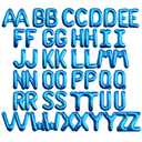 [52 PCS] 16" Foil Blue Letter Balloons 2 Sets of A-Z, Mylar Aluminum Hanging Alphabet for Graduation New Year eve Birthday Party Decorations