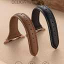 2 pack Slim Leather Bands Compatible with Apple Watch Band 38mm 40mm 41mm 42mm 44mm 45mm 46mm 49mm Women,Top Layer Genuine Leather Strap for iWatch Series 11/10/9/8/7/6 5/4/3/2/1/SE/Ultra