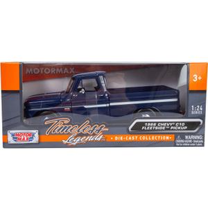 1966 Chevy C10 Fleetside Pickup Truck, Dark Blue - Motormax 73355 - 1/24 Scale Diecast Model Toy Car, unisex-children
