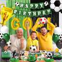 Soccer birthday Party Decorations, Soccer Birthday Party Supplies Kit, Include Sport Themed Birthday banner, Foil Fringe,Hanging Swirls, Soccer Balloons, Cake&Cupcake Toppers