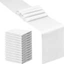 SiinvdaBZX 24 Pcs White Satin Table Runner 12 x 108 inches Long, Bright Smooth Satin Wedding Table Runner Decorations for Birthday Parties, Buffet, Banquets, Graduations, Engagements