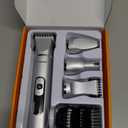 oneisall 4 in 1 Dog Grooming Kit with LCD Display, Dog Hair Trimmer for Paw Nail Grinder, Rechargeable Cordless Low Noise IPX7 Waterproof Pet Clippers (Silver)