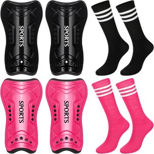 Chuarry 2 Set Soccer Shin Guards for Girls with Socks Toddler Shin Pads Football Kids Sport Protection Lightweight Gear Leg Protection for 3-15 Girls Boys Children Teens, Small