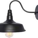 BRIGHTESS #80 Retro Black Wall Sconce Lighting Gooseneck Barn Flat Lights Industrial Vintage Farmhouse Wall Lamp Outside Led Light Fixtures E26 Bathroom Kitchen Bedroom Hardwired (Set of 1)