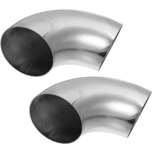 Motoforti 2pcs OD 3.5 Inch 90 Degree Mandrel Bend Elbow SS304 Stainless Steel Bend Tube Exhaust Elbow Pipe for Car Exhaust System 3.5" Piping Silver Tone Long-lasting