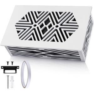 Saillong Doorbell Chime Cover Box Only, Decorative Wood Doorbell Cover for Wall Inside with Geometric Design, Indoor Doorbells Covers with Mounting Hardware, Chime Not Included(White)