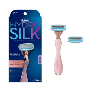 Schick Hydro Silk Rose Gold Metal Razor for Women | Womens Razors, 5-Blade Razors for Women, Includes 1 Women's Razor Handle & 2 Refills