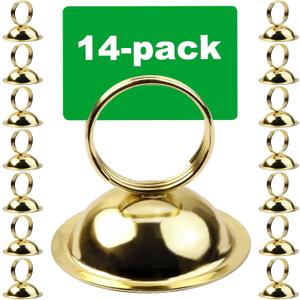 Gold Table Number Holders Photo Holders Place Card Holders Ring-Clip Menu Stand Menu Card Holder for Wedding Party Festival Decor(14 Pack) (Gold Color)