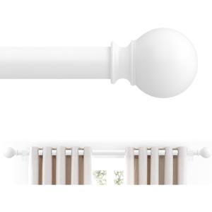 White Curtain Rods for Windows 18 to 60 Inches, 5/8 Inch Drapery Rod With Ball Finials,Size:18''-60'' (18''-60''|1 Pack)
