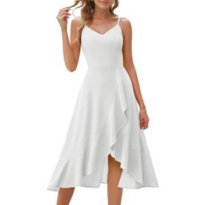 DRESSTELLS Women's Cocktail Dresses, 2025 Summer Wedding Guest Bridesmaid Ruffle High Low Formal Dress
M
