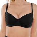 Popilush Bikini Tops for Women - Underwire Swimsuits Push Up Shapewear Ruched Bikinis Swimsuit Tops 2025 Bathing Suit (Small, Black)