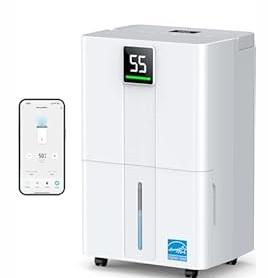 5000 Sq.Ft Most Efficient Energy Star 2025 Dehumidifier, Max 80 Pints/D Smart Compressor Dehumidifier, Smart APP WiFi Control with Drain Hose & 1.45 Gal Tank for Basement, Bedroom, Home, Bathroom