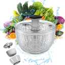 Salad Spinner with Bowl 3.8Q, Vegetable Washing Machine Fruit Clean Washer Drainer Lettuce Rotary Dryer, Manual Mixer Food Drain Basket Strainer Double Detachable Kitchen Restaurant Prep Container