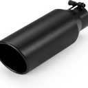 Exhaust Tip 2.5" Inlet 4" Outlet 12" Long, High Performance Stainless Steel, Peel-Resistant Black Powder Coated, Rolled Angle Cut, Bolt-On Diesel Tail Pipe, Universal for Car Truck