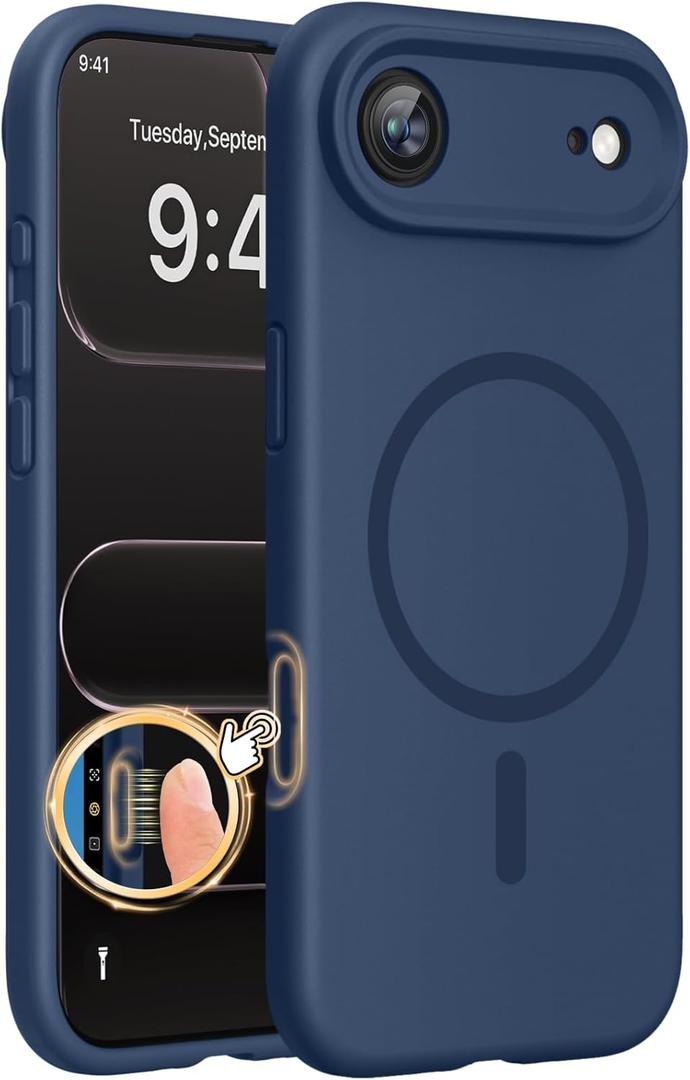 Miracase Magnetic for iPhone Air Case, Compatible with MagSafe, Integrated Silicone Camera Control Cover, 3.0mm Thicken Shockproof Drop Protection Phone Case for 17 Air,Dark Blue