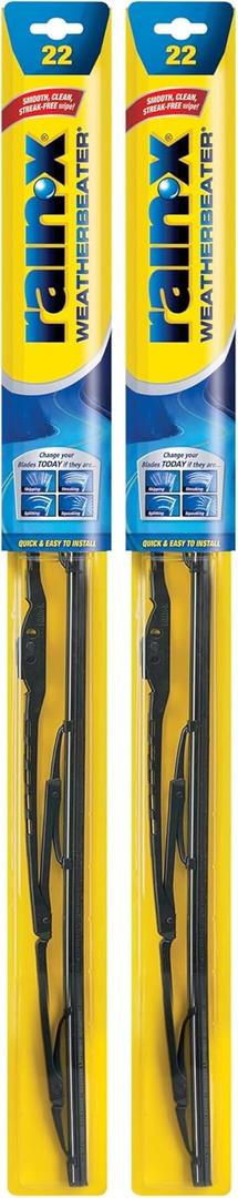 Rain-X RX30222 WeatherBeater All-Season OEM Quality Conventional Windshield Wiper Blade - 22" (Pack of 2)