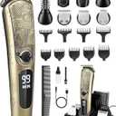 Ufree Gifts for Men, Beard Trimmer with Charging Stand, IPX7 Waterproof Electric Razor Shavers for Men, Clippers for Hair Cutting, Men's Grooming Kit for Mustache Nose Facial Body (Gold)