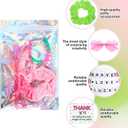Flutesan 70 Pcs Witch Party Favors Pink and Green Heart Shaped Glasses Witch Theme Friendship Bracelets Pink and Green Hair Scrunchies with Thank You Stickers Laser Storage Bag for Wizard Fans Party