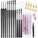 Artdone Nail Dotting Tools Art Brushes Kit With Nail Stand Gel Polish Liner Brushes Design Pen For Nail Drawing And Nail Paint Small Detail
