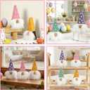 2 x DAZONGE Easter Decorations, Easter Gnome Decor, 4PCS Wooden Spring Gnomes with Faux Fur Beards, Cute Gnome Figurines for Tiered Tray Mantel Shelf Table