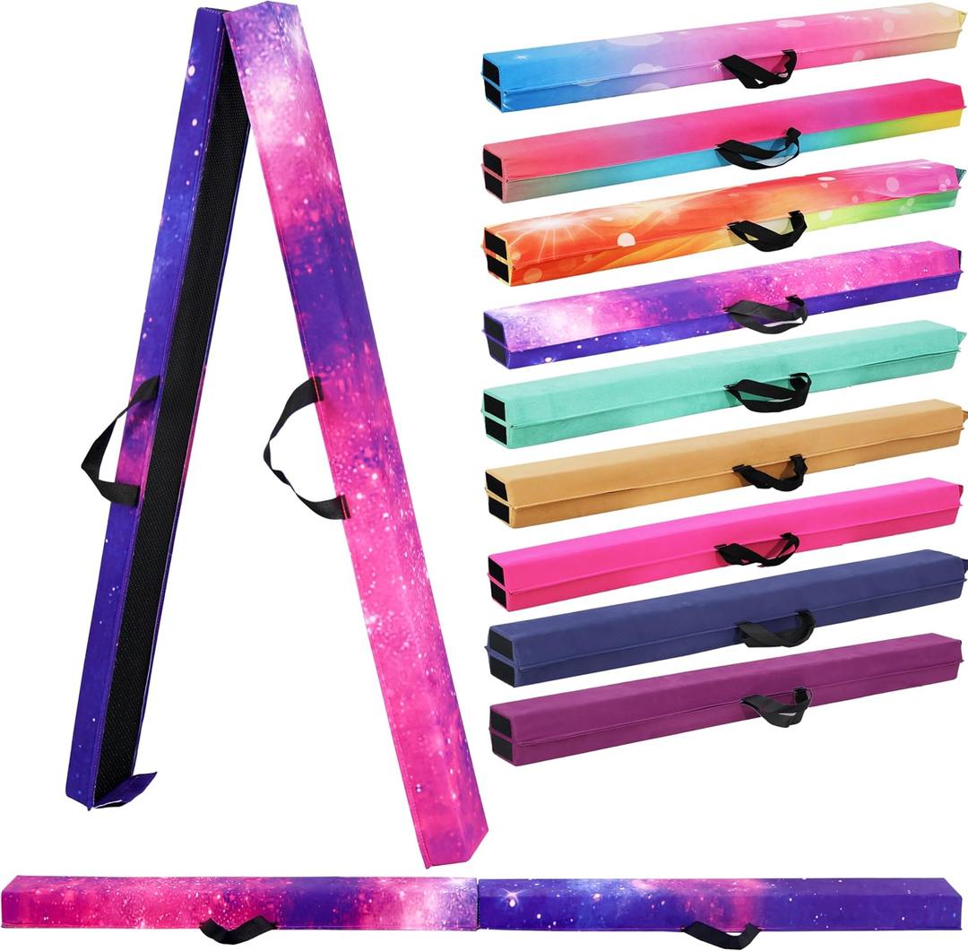 6FT/9FT Folding Balance Beam for Kids ages 3-15- Foldable Gymnastics Floor Beam,Anti-Slip ,Carrying Bag, Faux Suede Covered,EVA foam,Gymnastics Equipment for Kids Training At Home,School,Gym Center