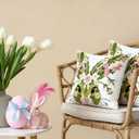2Pcs Easter Bunny Throw Pillow Covers 18"x 18" Floral Bunny Embroidered Pillow Covers with Zipper Spring Rabbit Decorative Cushion Cases for Couch Bed Sofa Living Room Bedroom Decor Gift