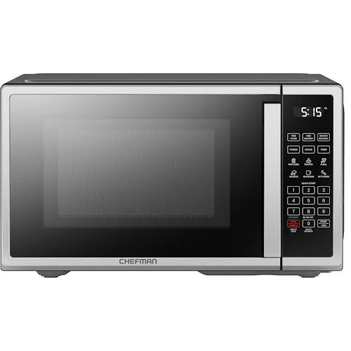 Chefman Countertop Microwave Oven 0.9 Cu. Ft. Digital Stainless Steel Microwave 900 Watt with 6 Presets, Eco Mode, Mute Option, Memory Function, Child Safety Lock, Kitchen, Home, Dorm Essentials