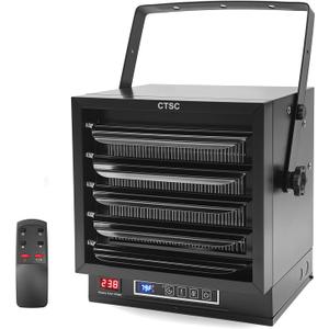CTSC 10000W Electric Garage Heater, 240v Hardwired Fan-Forced Shop Heater with Digital Thermostat, Remote Control and Timer, ECO Function, Voltage Display Design, Ideal for Workshop, ETL Listed