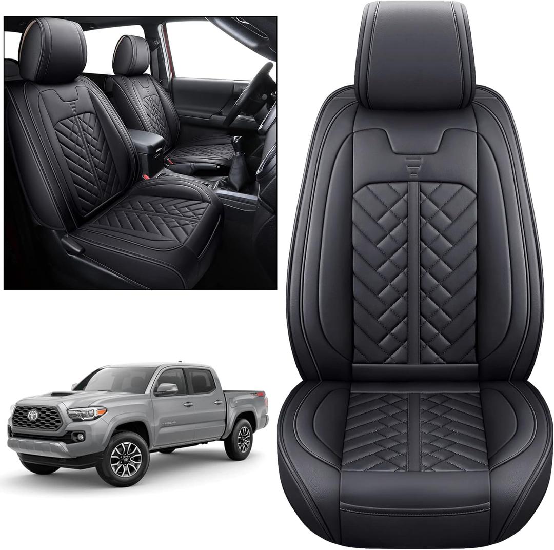 Tomatoman Toyota Tacoma Seat Covers Front Custom for 2005-2022 2023 2024 2025 Trucks Access Crew Extended Double Cab TRD Sports SR V6 Heavy Duty Car Cushions(2 PCS Front/Black)