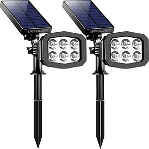 URPOWER Solar Lights Outdoor 2-in-1 Waterproof Solar Spotlight Auto On/Off Wall Lights Pathway Lights Landscape Lighting for Yard Garden Pool - Cool White (2 Pack)